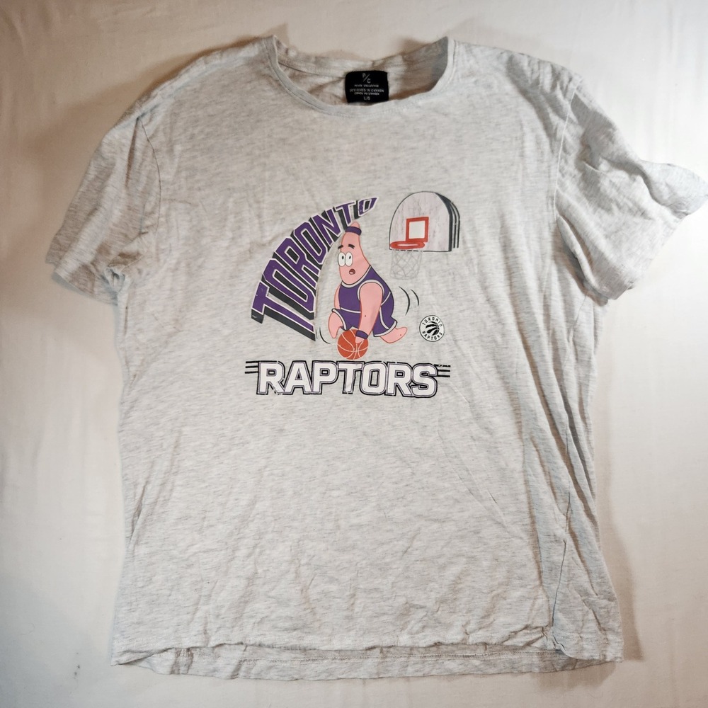Peace Collective Toronto Raptors Patrick Star Grey Graphic T-Shirt Mens Large